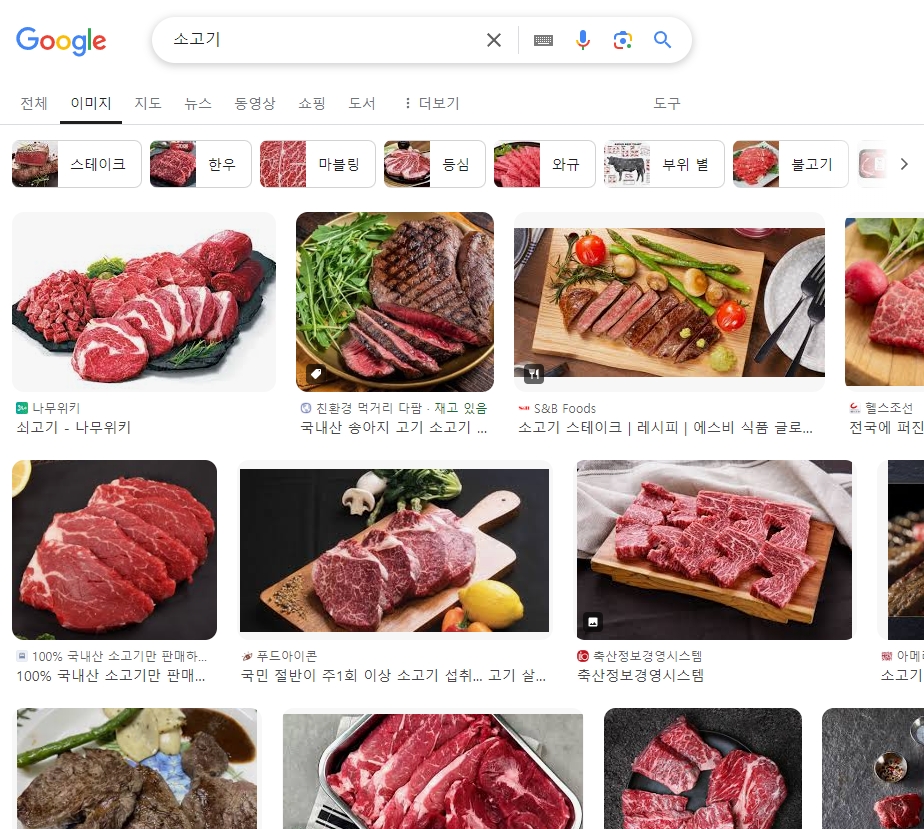 먹음직스럽게 양념에 재워진 돼지갈비가 그릇에 담겨있는 모습