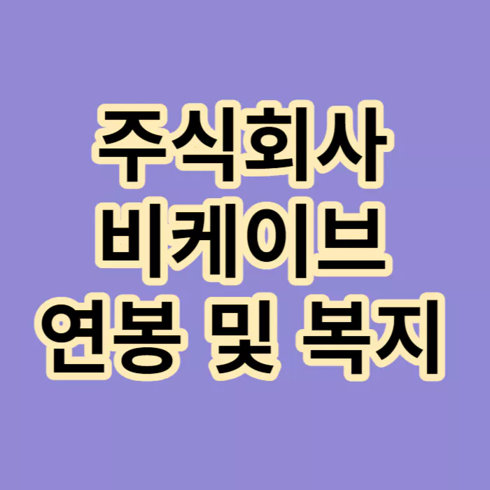 비케이브-연봉-및-복지