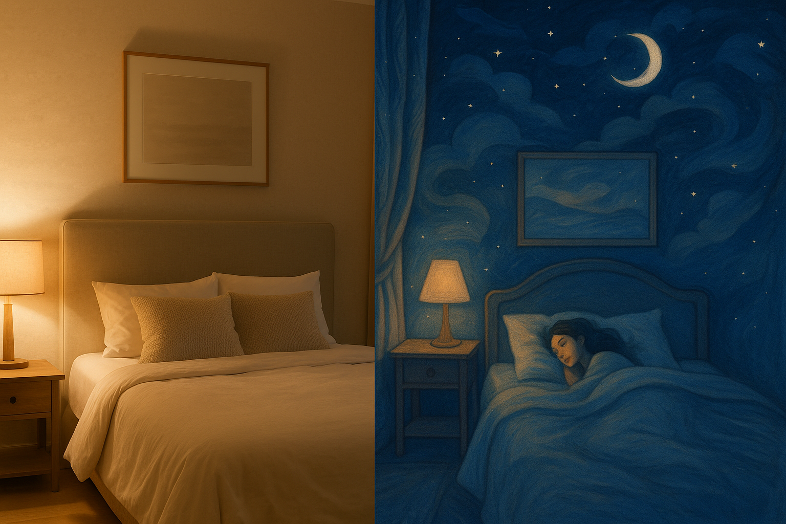 편안한 침실에서의 꿈