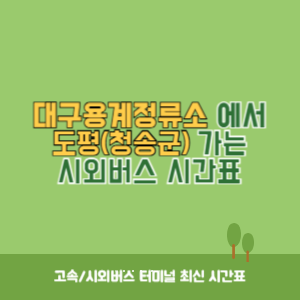 대구용계정류소에서 도평(청송군) 가는 시외버스 시간표 최신정보