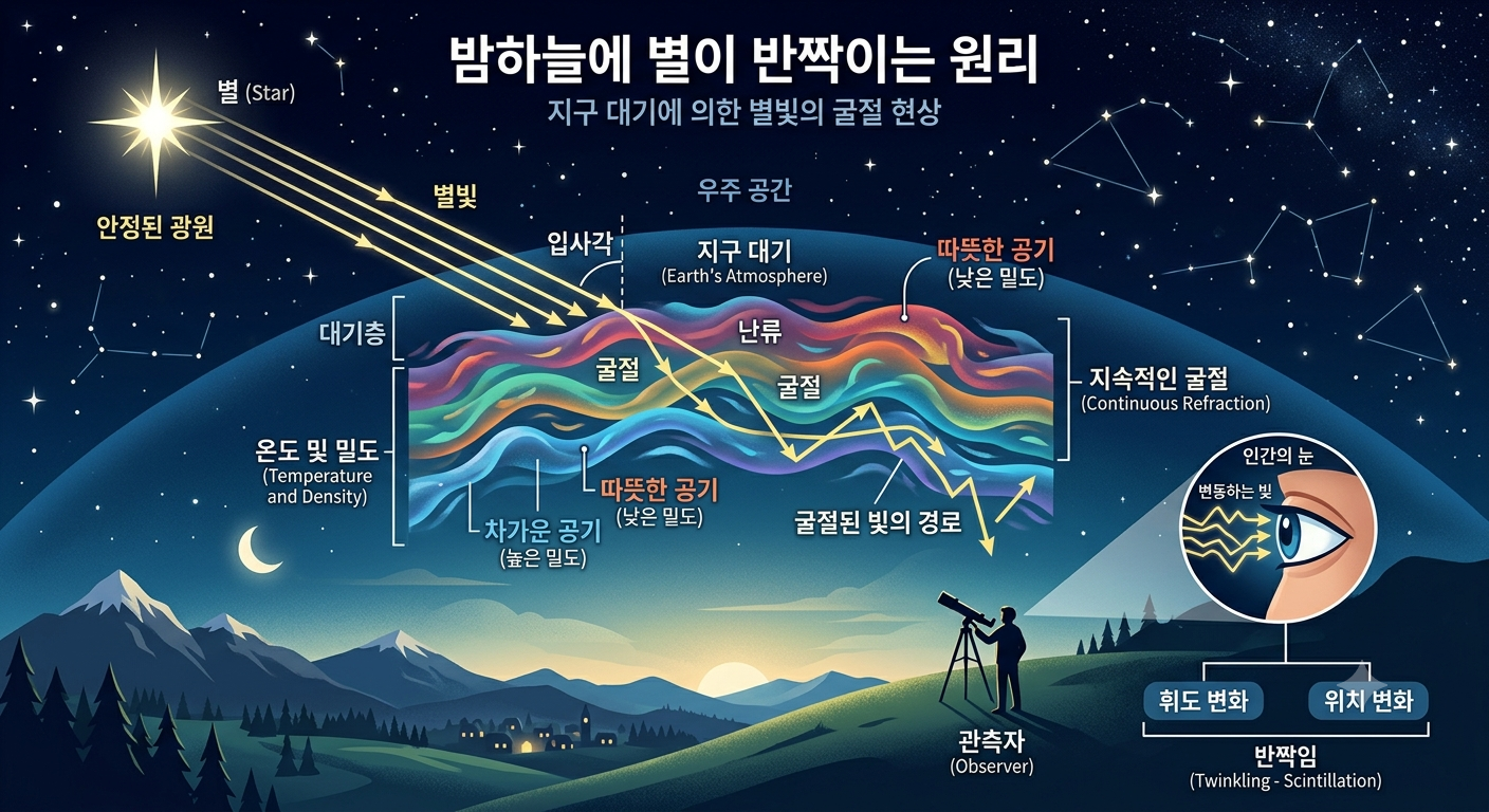 밤하늘에 별이 반짝이는 다양한 원리