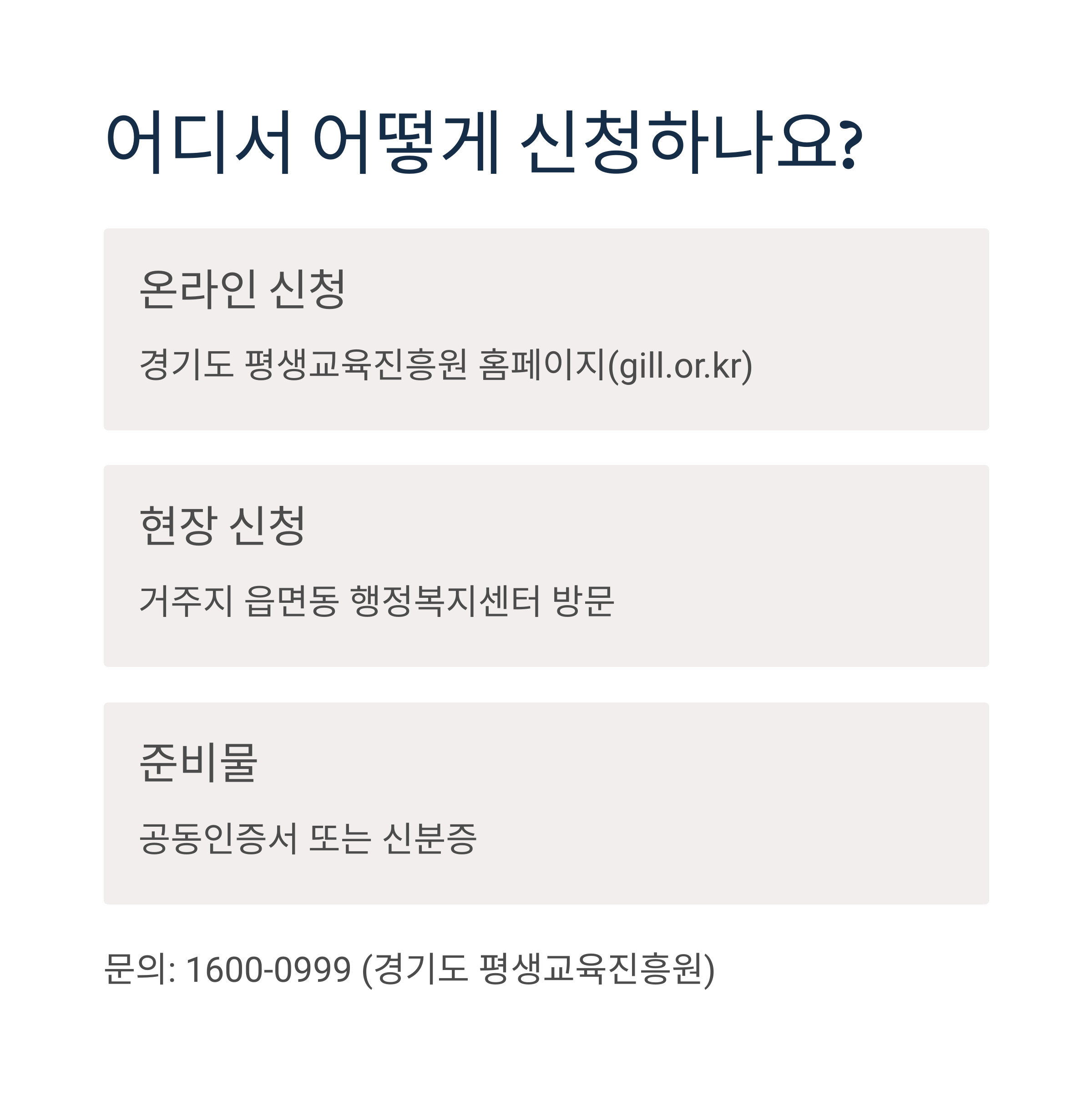 경기도 평생교육이용권 – 온라인 및 현장 신청 방법