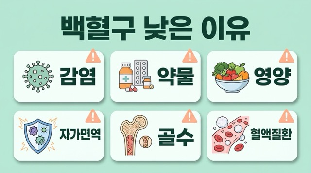 백혈구 수치가 낮은 이유 바이러스 약물 영양 부족 자가면역 골수 문제
