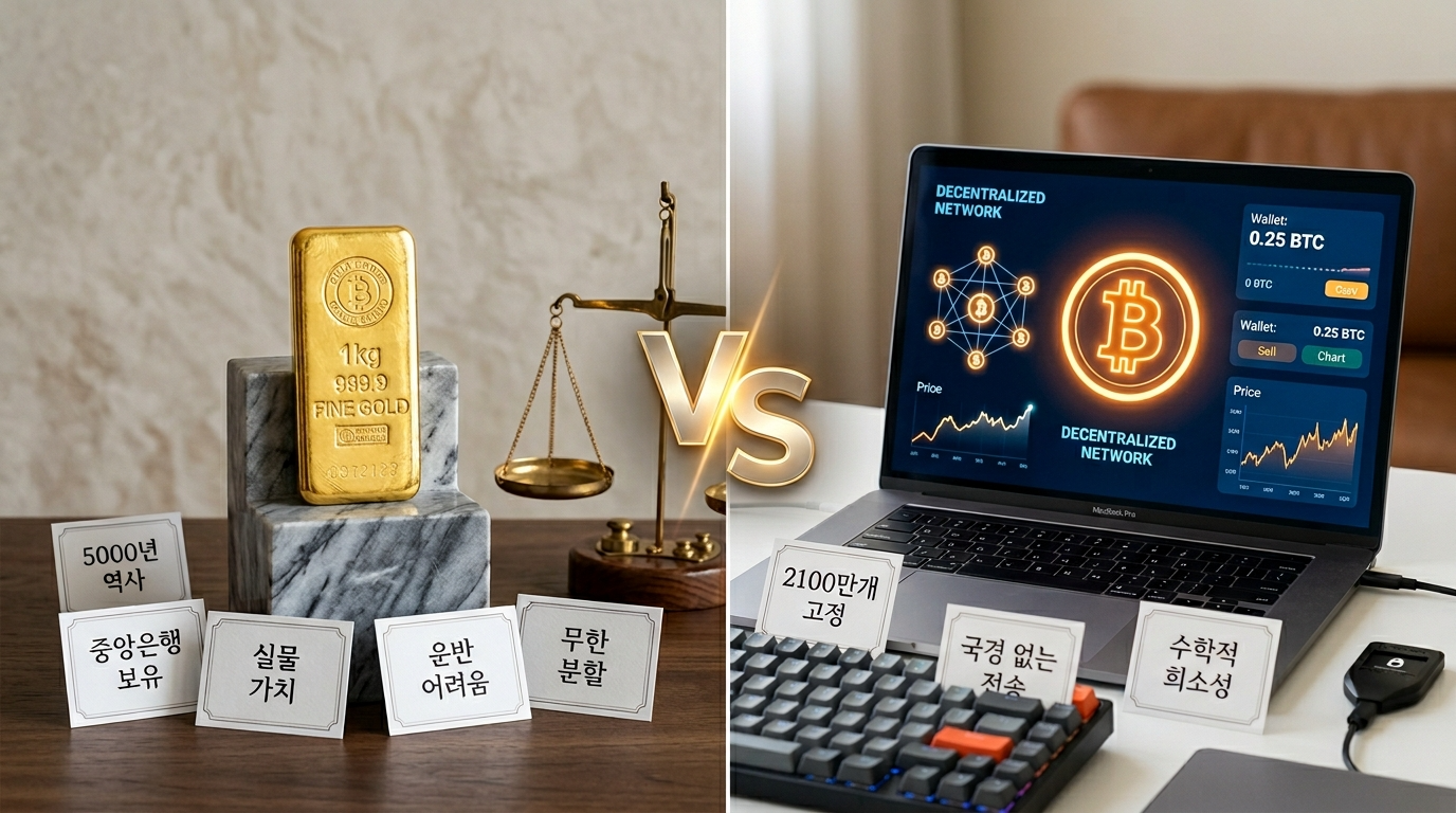 금 vs 비트코인 직접 비교
