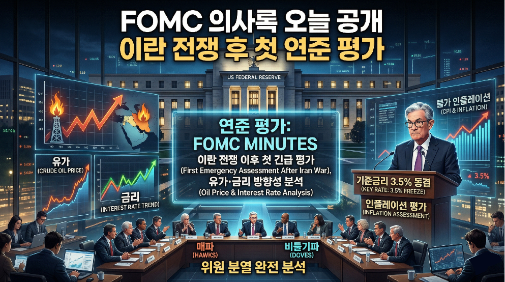 FOMC 의사록 오늘 공개 이란 전쟁 후 첫 연준 내부 평가·유가·금리 방향 완전 분석