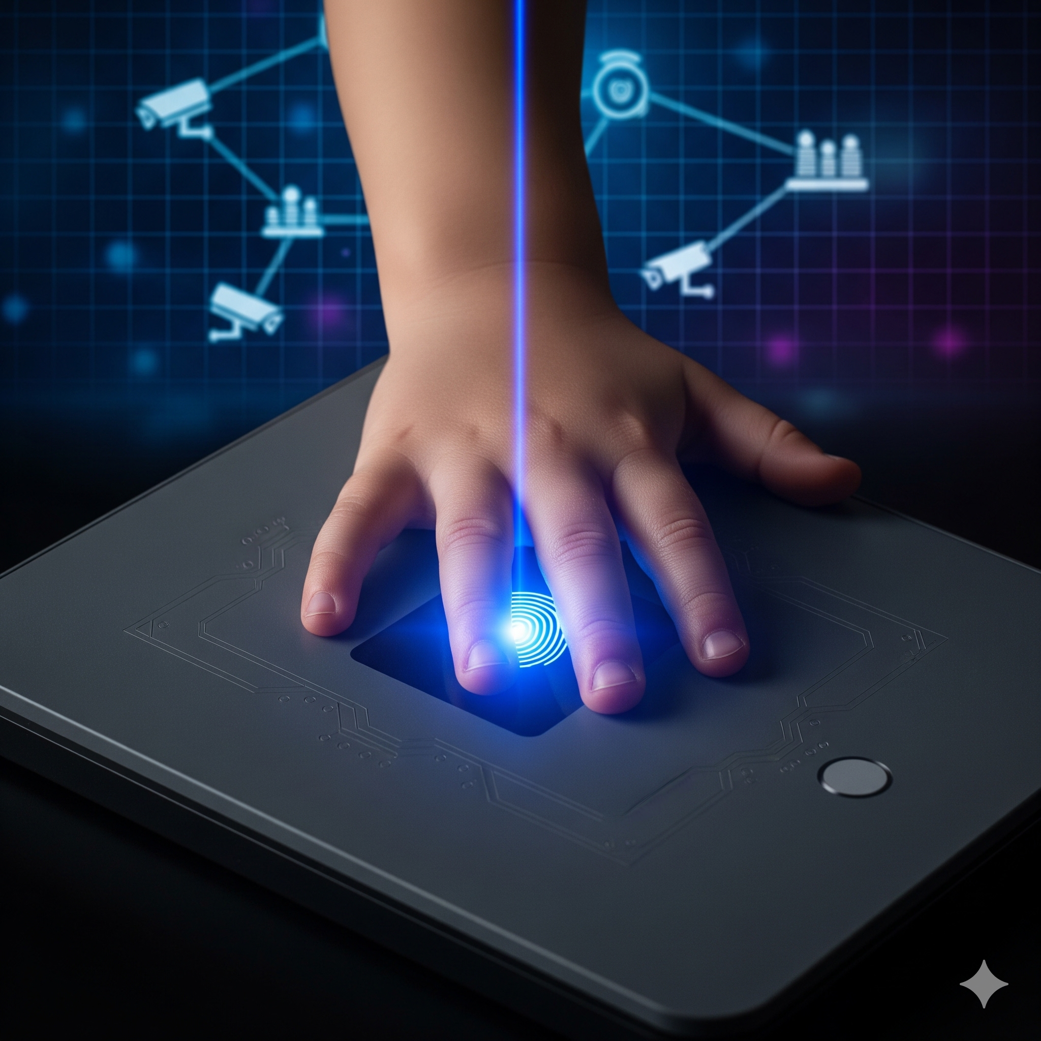 생체 정보 수집과 감시 사회에 대한 경각심을 시각화함