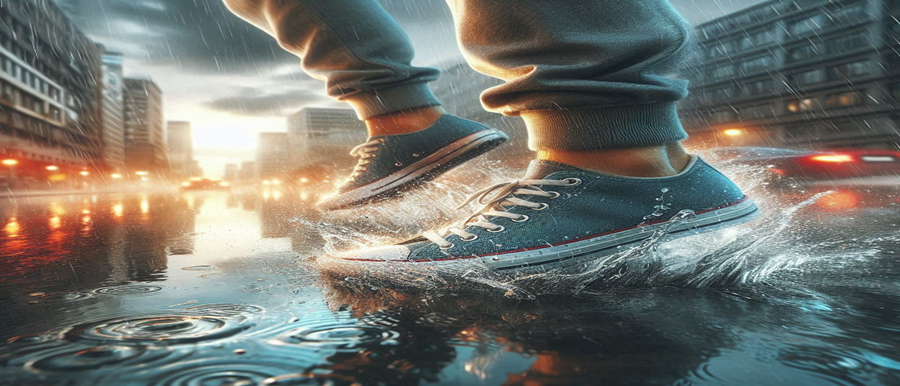 비에 젖은신발사진