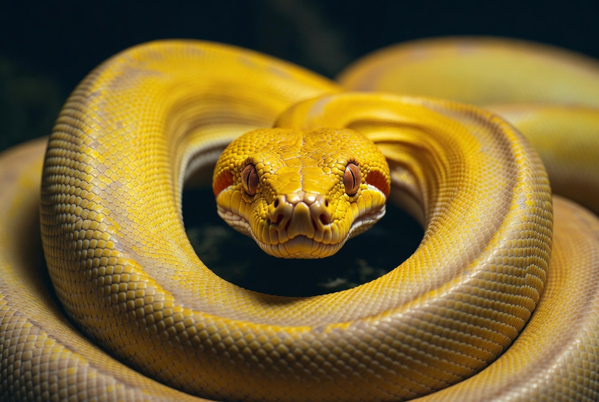 노란색 구렁이의 모습 ai 이미지