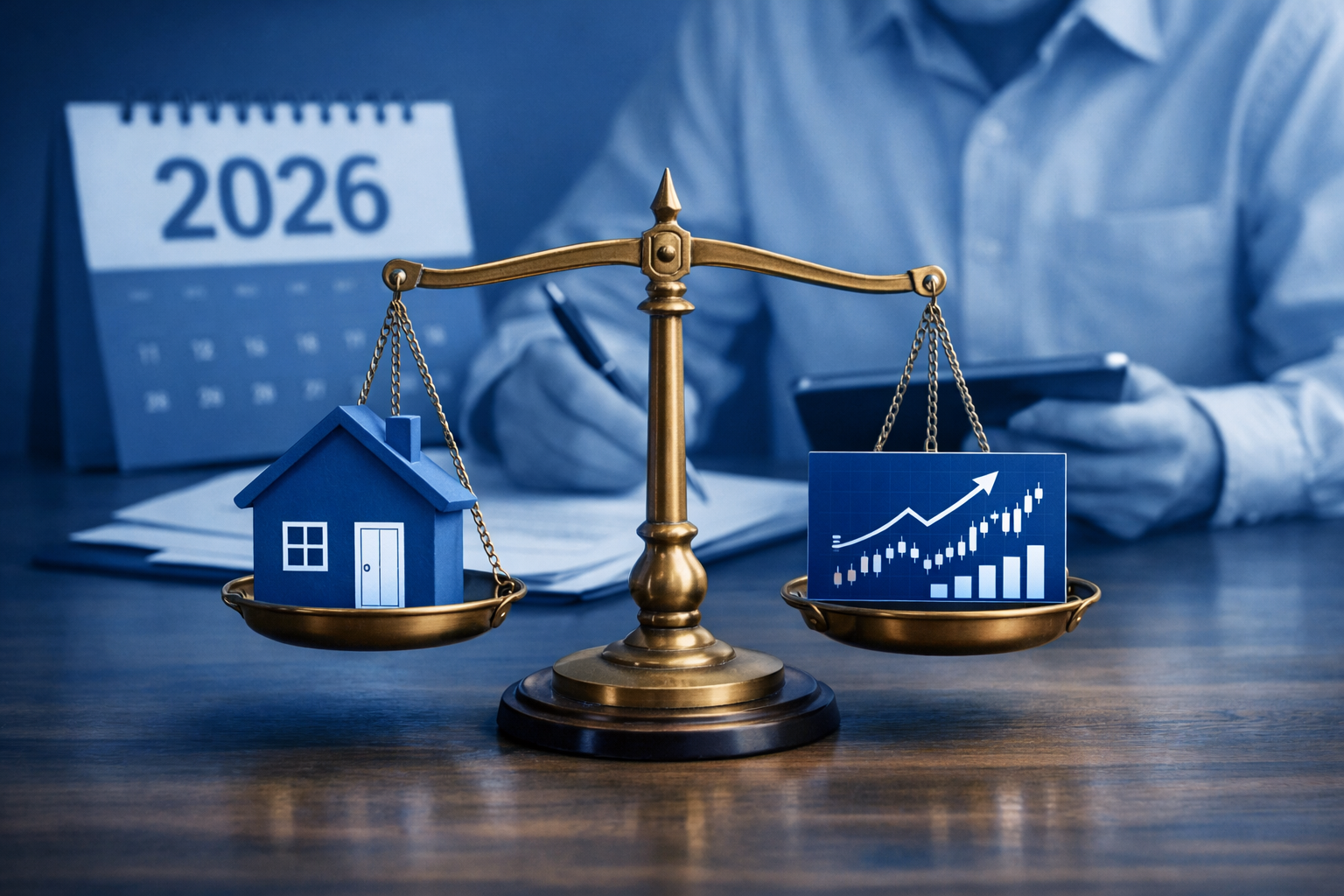 성공적인 2026년 재테크를 위한 자산 배분과 장기적인 재정 계획의 중요성을 나타내는 이미지.