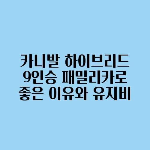 카니발 하이브리드 9인승 패밀리카로 좋은 이유와 유지비