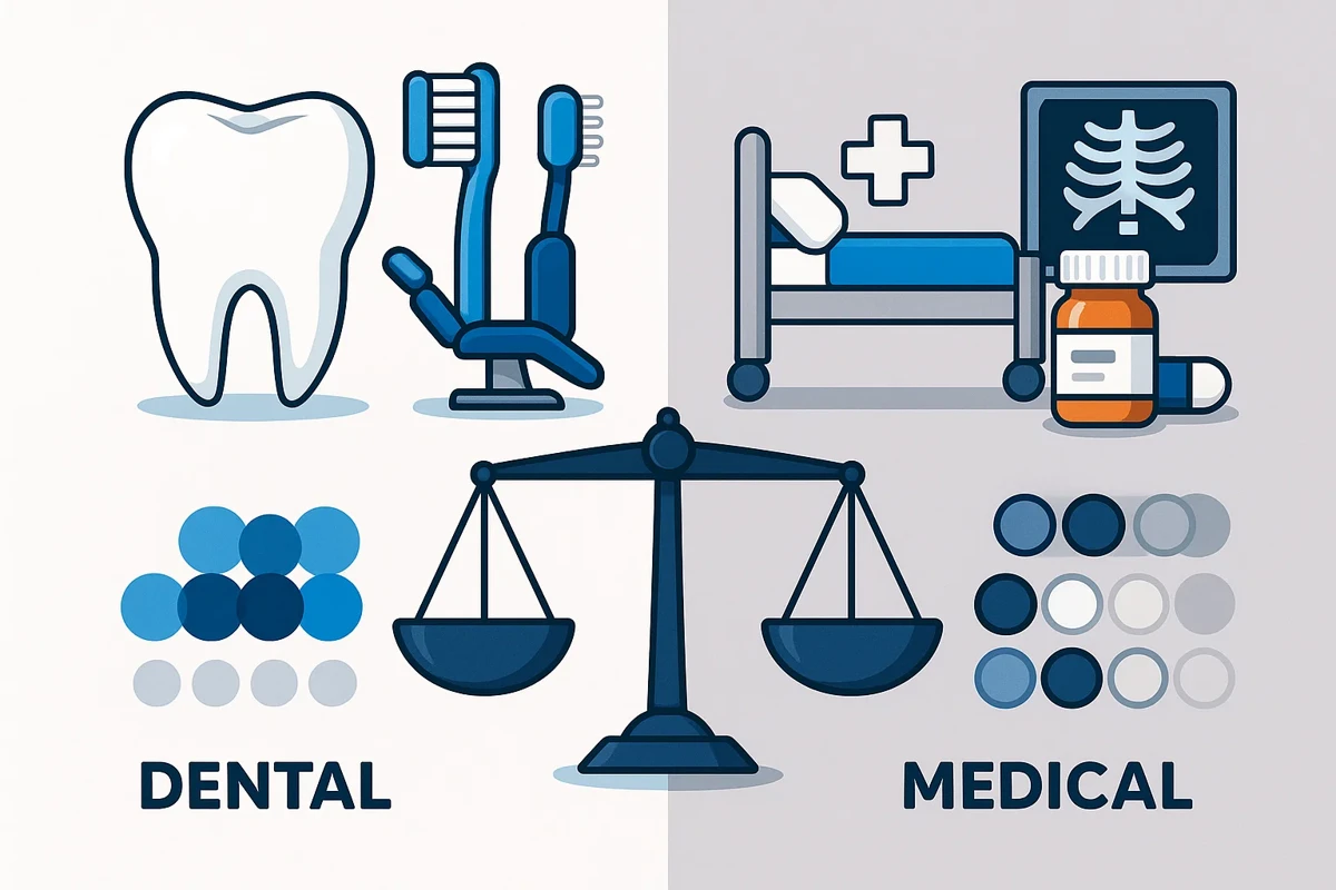 치아보험과 실손보험 비교 인포그래픽 - 보장 범위와 차이점을 시각적으로 표현