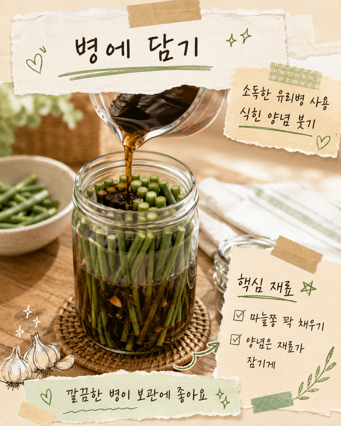 마늘쫑 장아찌 맛있게 담그는법(황금레시피)