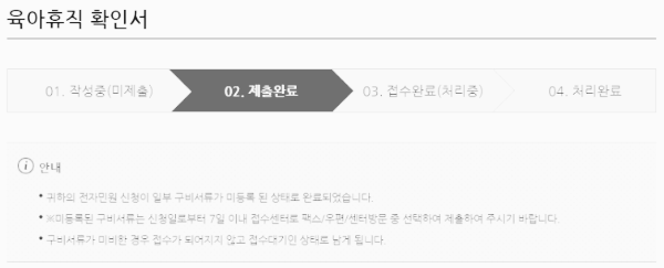 육아휴직 확인서 (진행 상황 확인)