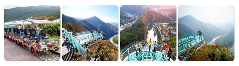 강원도 정선 레일바이크와 아리힐스 스카이워크에서 바라본 산과 강의 전경