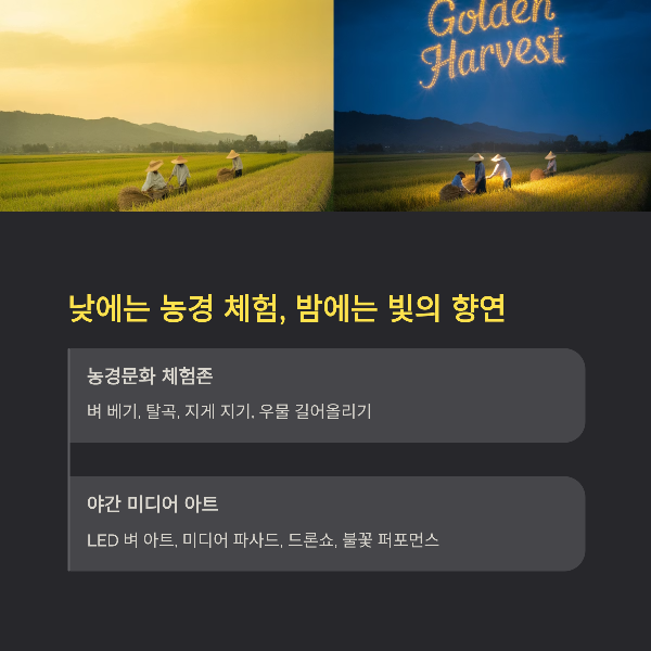 낮에는 농경 체험, 밤에는 빛의 향연