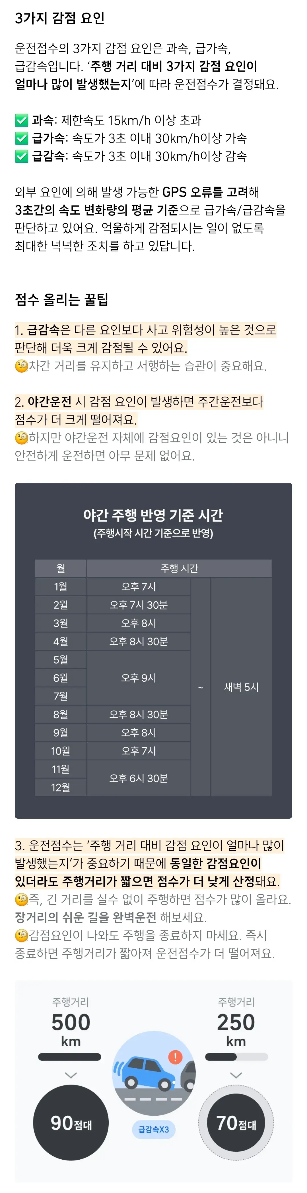 티맵 운전점수 산정의 원리, 3가지 감점 요인, 점수 올리는 꿀팁 등 이용안내