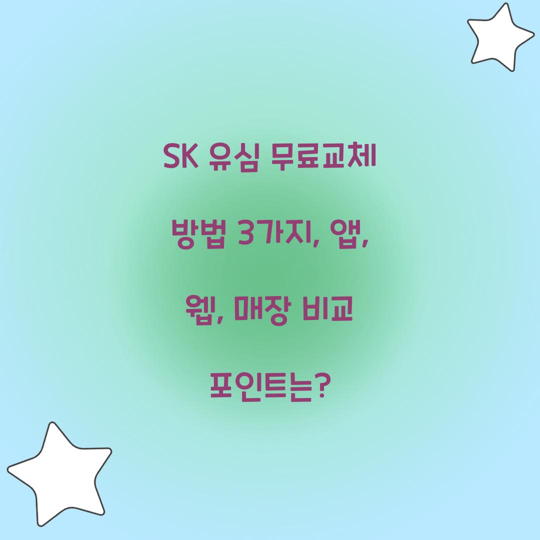SK 유심 무료교체 방법 3가지: 앱/웹/매장 절차 비교