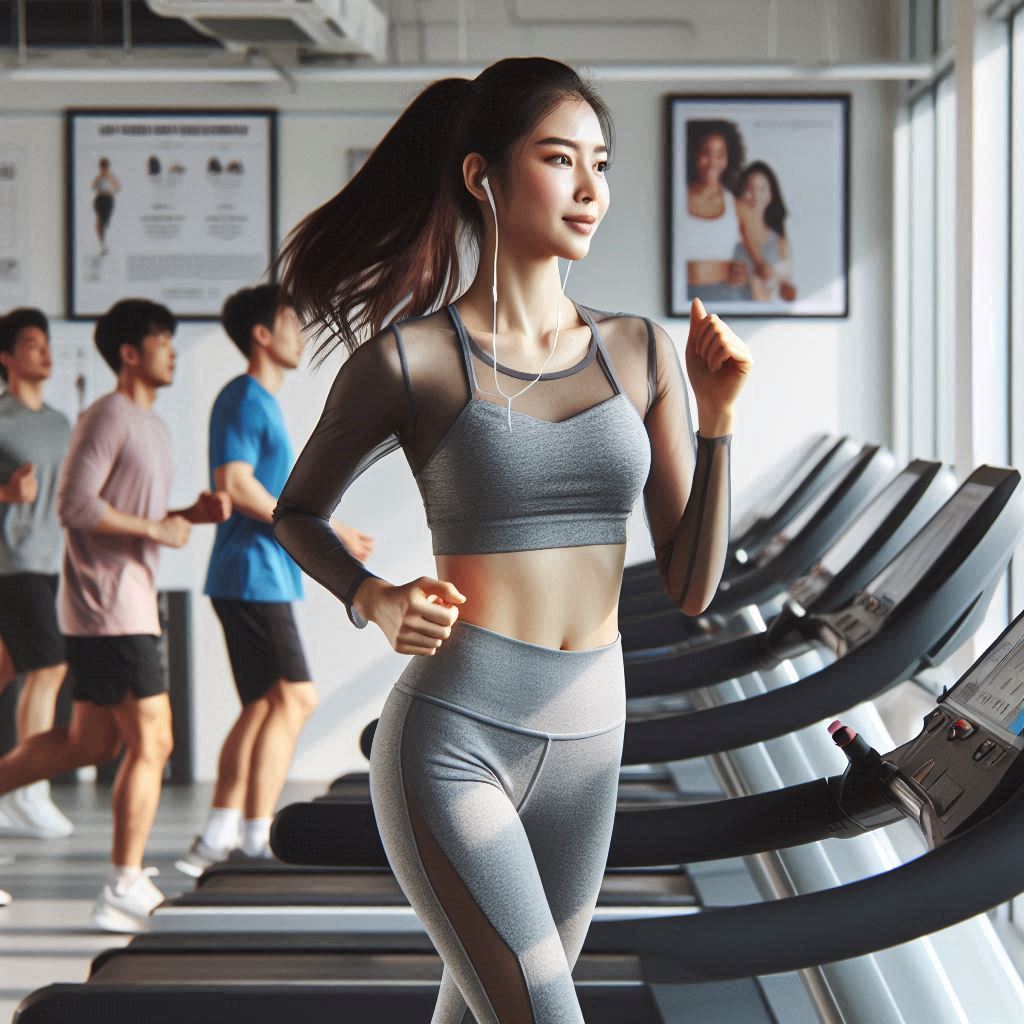 유산소 운동중인 여성