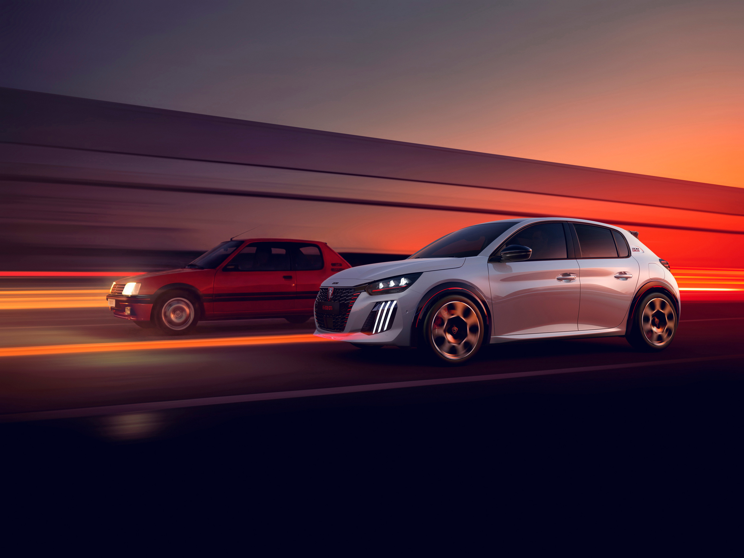 페ugeot e-208 GTi 레드 컬러 디테일