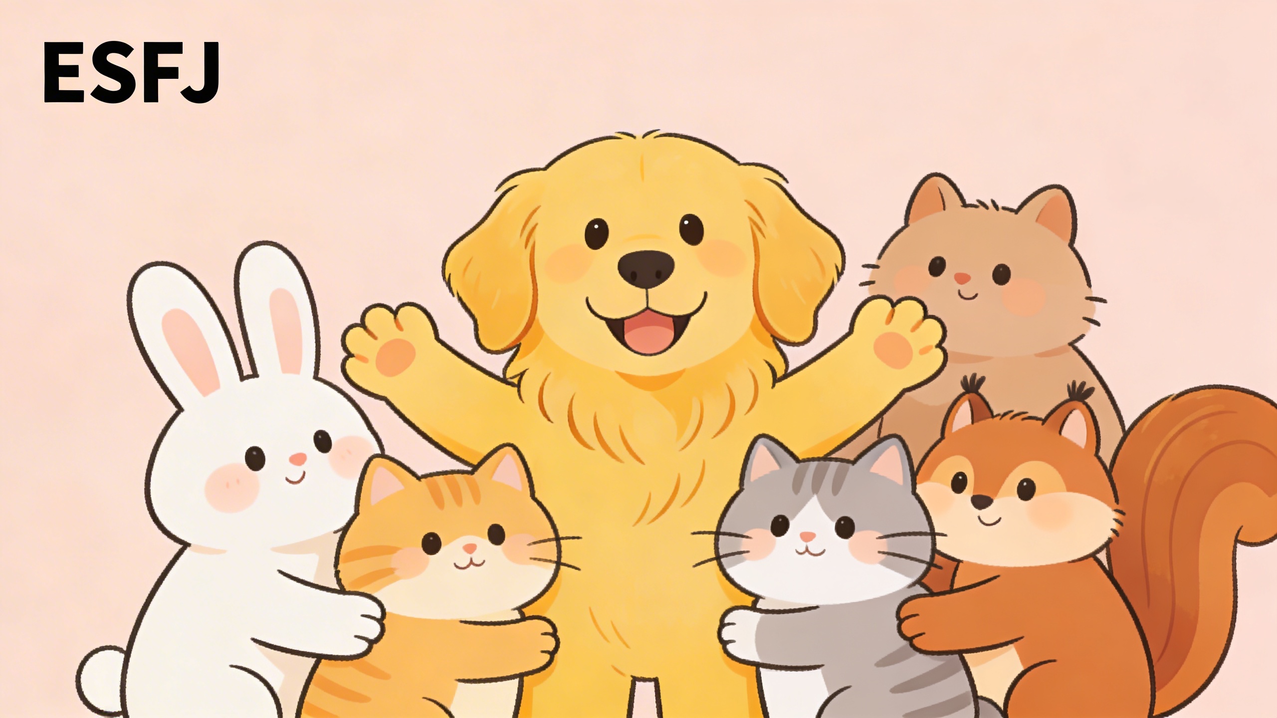 여러 동물 캐릭터를 따뜻하게 돌보는 ESFJ