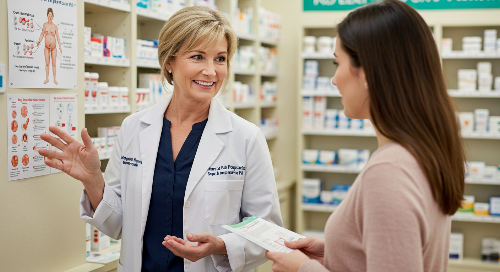 사후피임약을 설명하는 약사