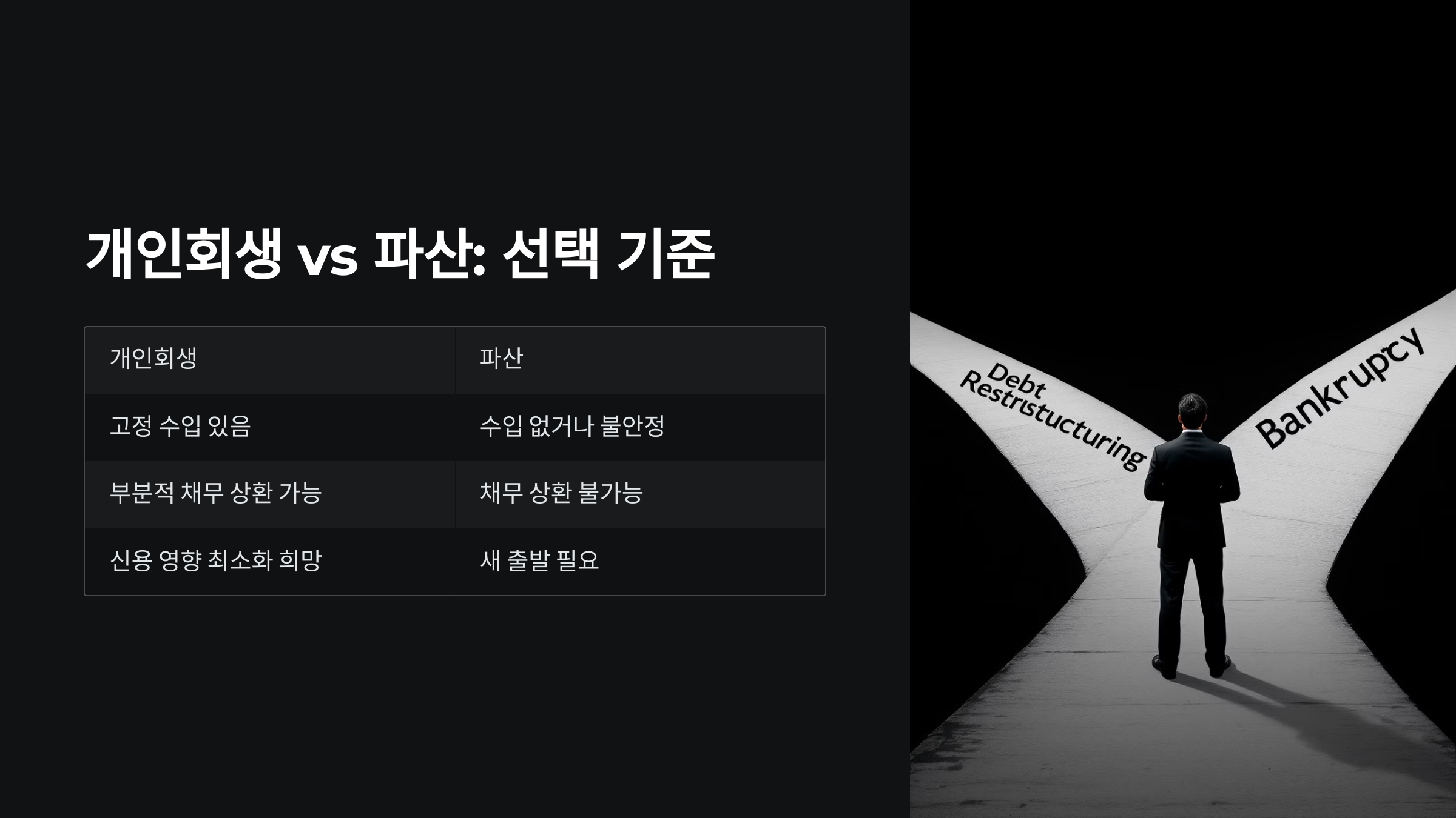 개인회생 vs 파산: 선택 기준