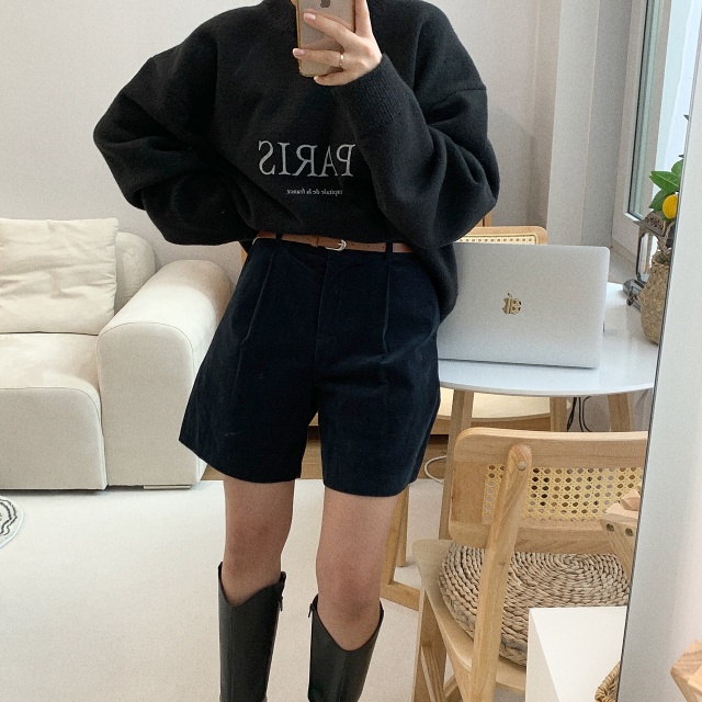 고퀄원단 데일리 겨울 핀턱 골덴 여성 반바지 코듀로이 하프팬츠