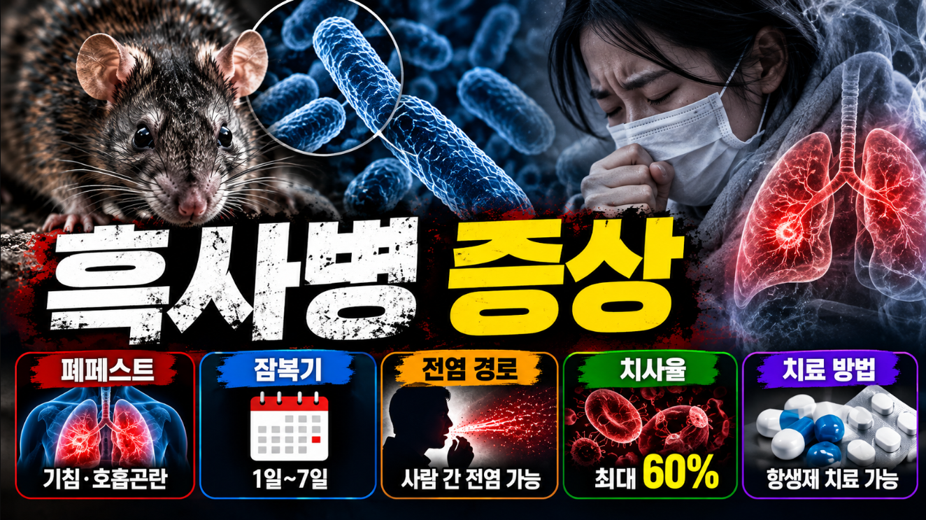 흑사병 증상|폐페스트 잠복기·전염·치사율·치료 방법