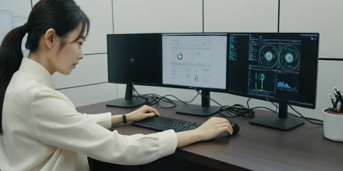 듀얼모니터 연결 오류를 케이블로 점검하는 모습