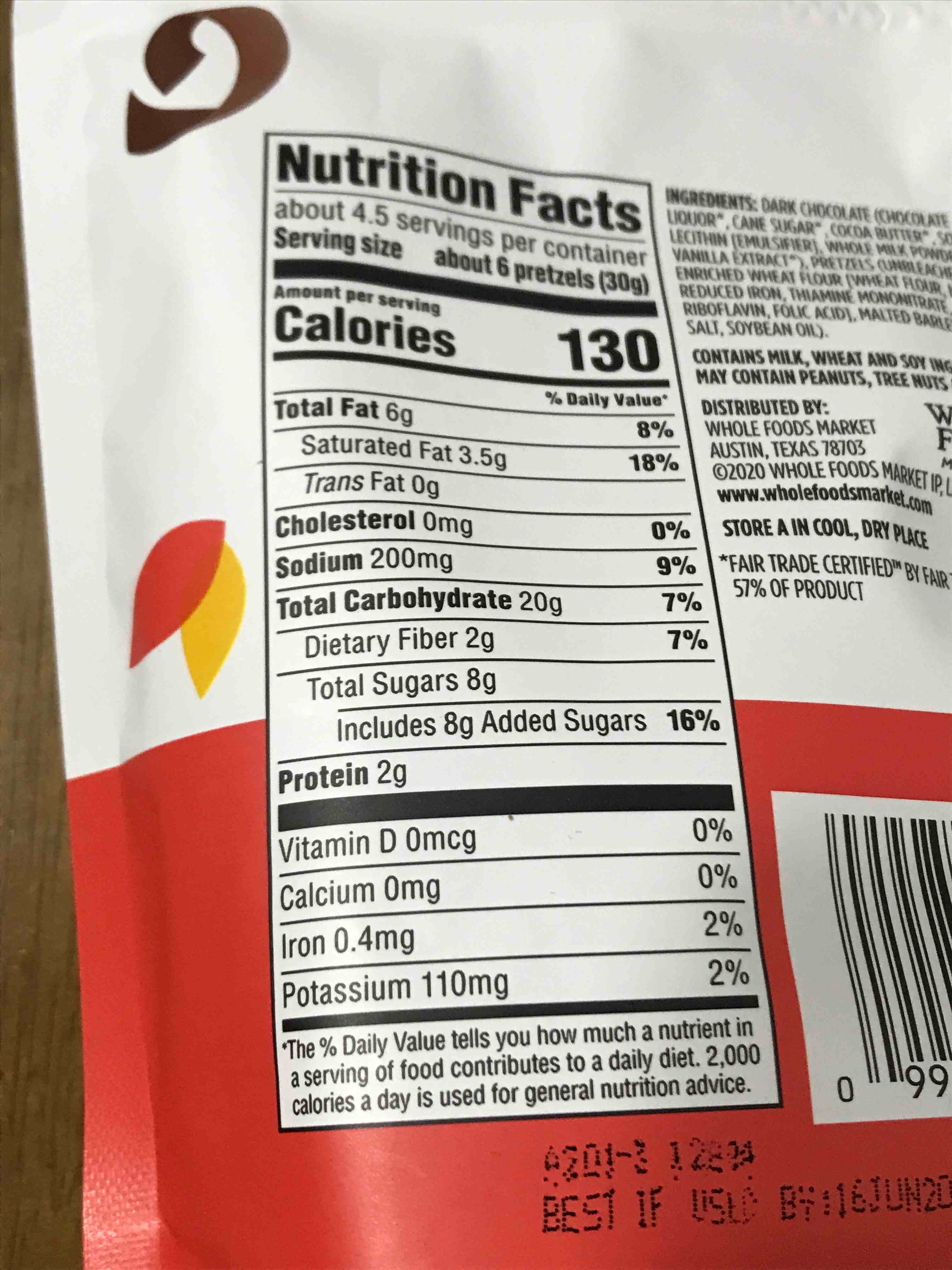 홀푸드마켓 다크초코프레첼 칼로리