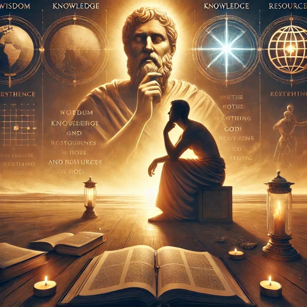 Here is the inspiring image depicting a person reflecting on the message from 2 Corinthians 11:16, recognizing their limitations and striving to focus on God's wisdom rather than their own resources.