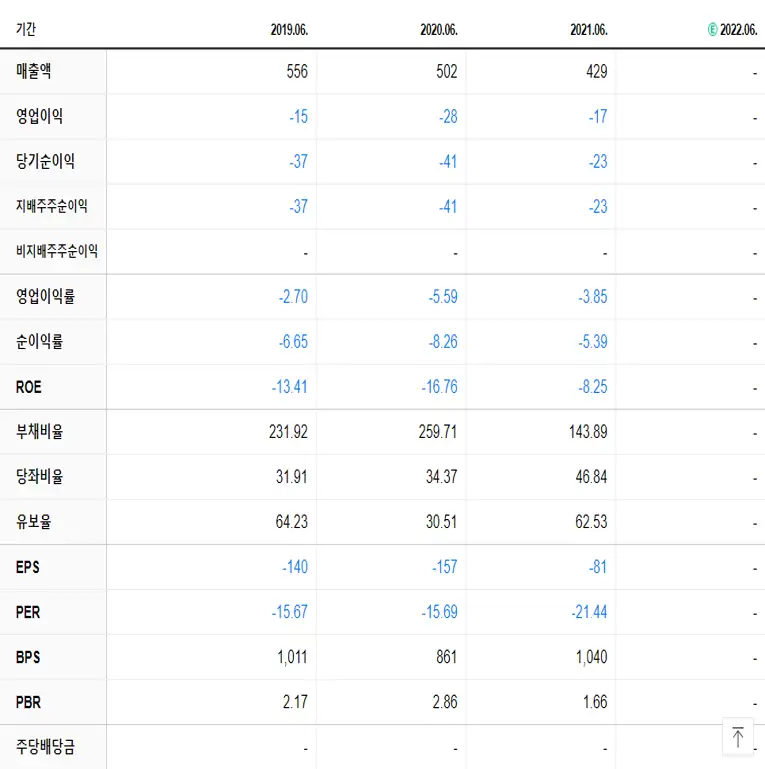 체시스 재무제표