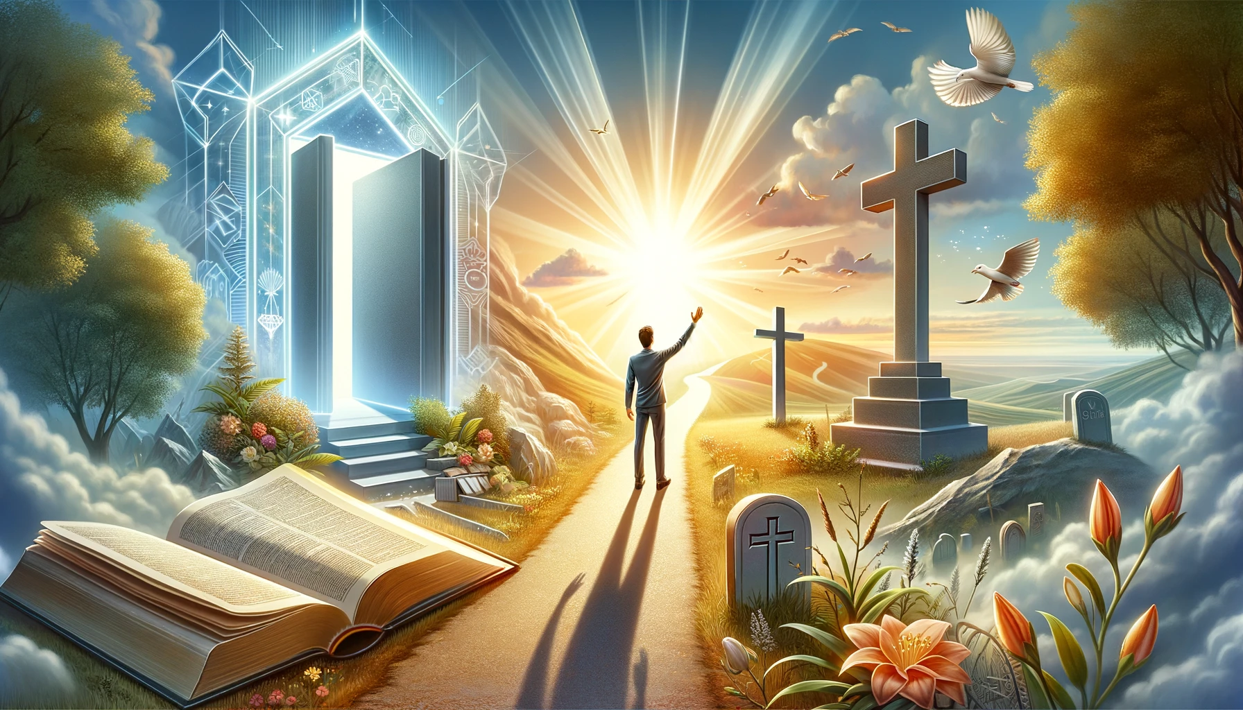 Here is the image representing a life lived with divine guidance, prayer, and gratitude. The scene reflects peace, strength in faith, and joy in the presence of God.