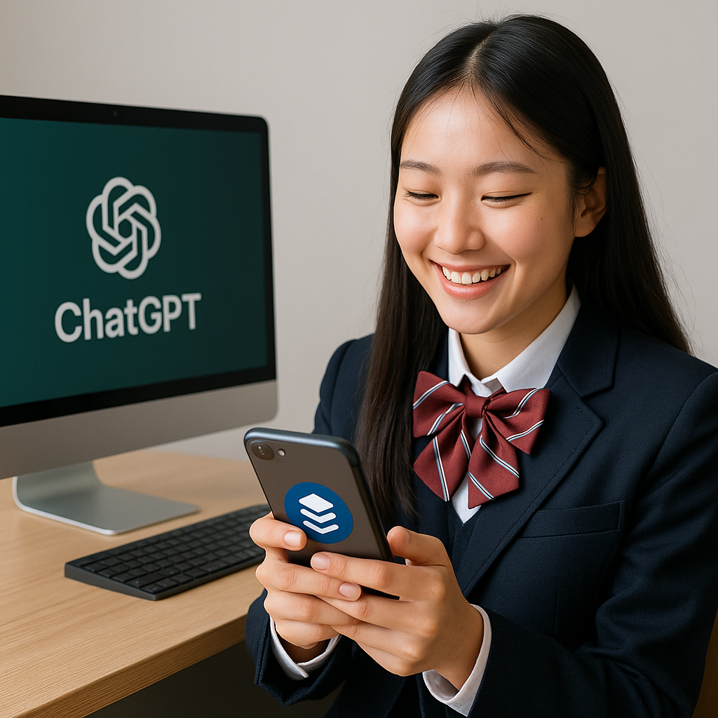 AI 툴을 이용해 sns활동을 하는 한국소녀