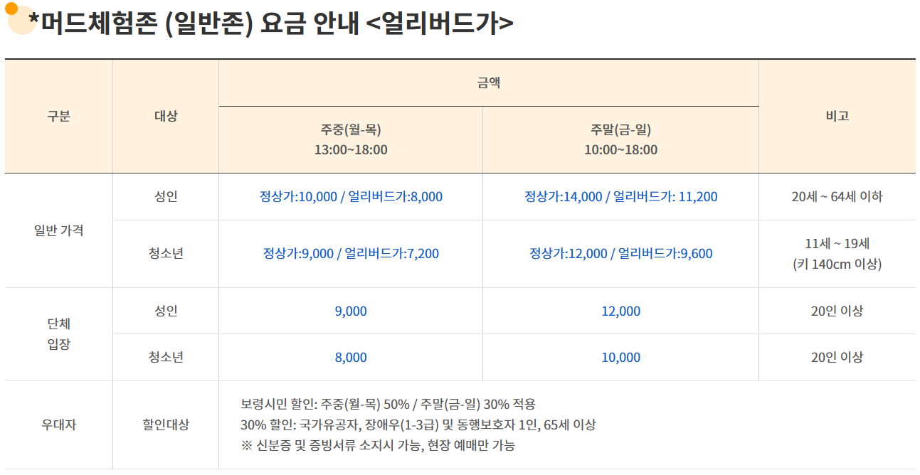 2025 보령머드축제 일반존 입장권 가격