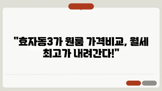 효자동3가 원룸 월세 시장