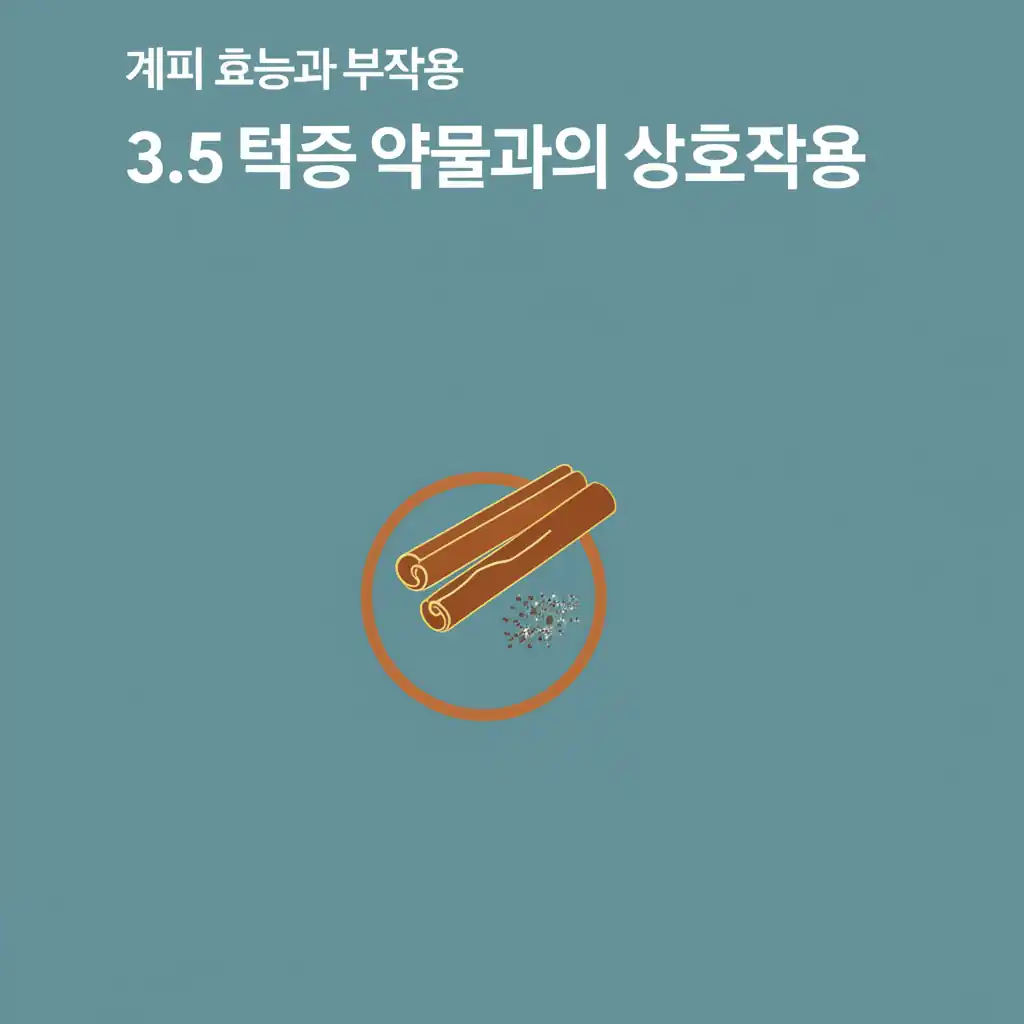 계피와 특정 약물 상호작용으로 인한 부작용 정보를 시각화.