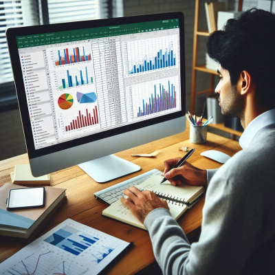 여러 통계 차트와 그래프가 포함된 화면을 보여주는 이미지입니다. 데이터 분석을 위한 작업 환경을 나타냅니다.