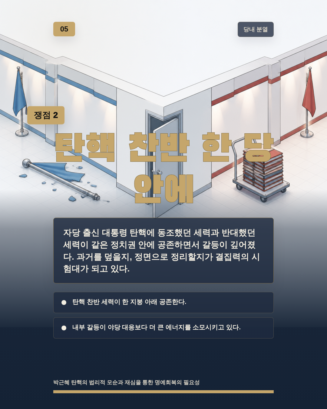 탄핵 찬반 한 당 안에