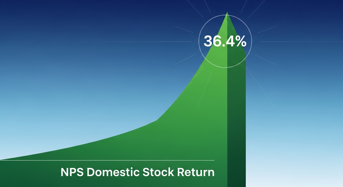 국민연금 국내주식 수익률 36.4%를 나타내는 거대한 상승 화살표 그래프