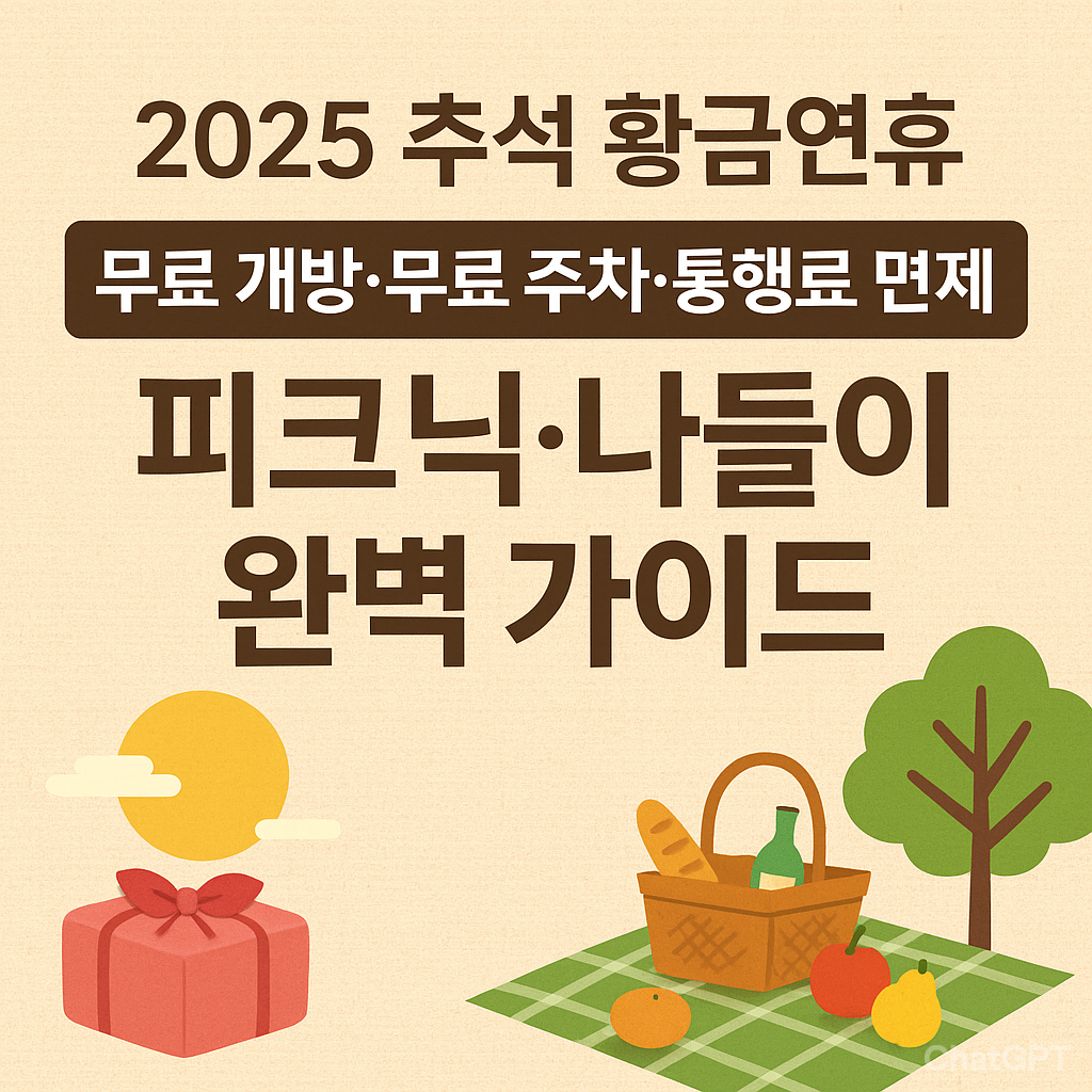 2025 추석 황금연휴 완벽 가이드 — 무료개방·무료주차·통행료 면제 & 나들이 추천