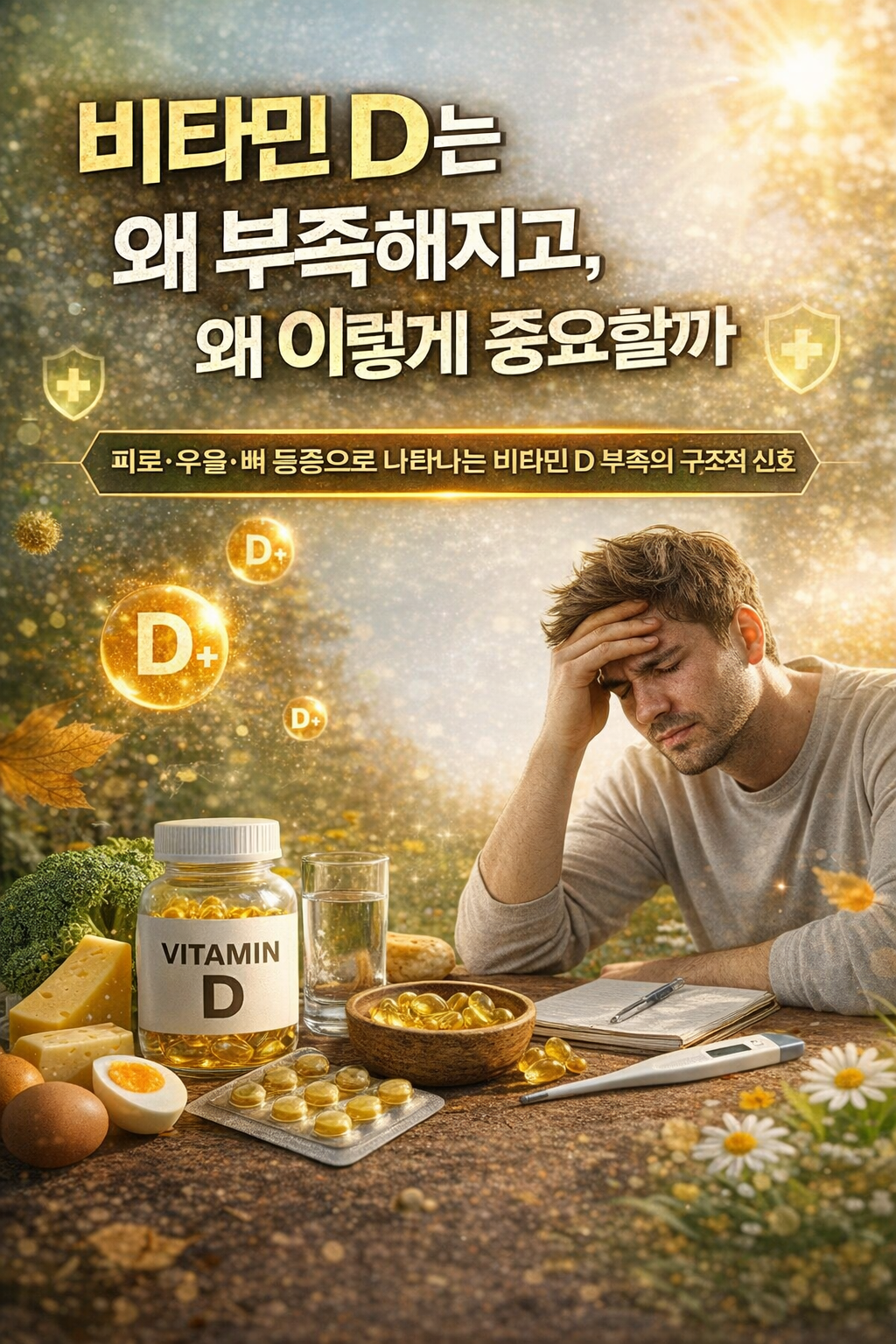 비타민 D는 왜 부족해지고, 왜 이렇게 중요할까 / 피로·우울·뼈 통증으로 나타나는 비타민 D 부족의 구조적 신호