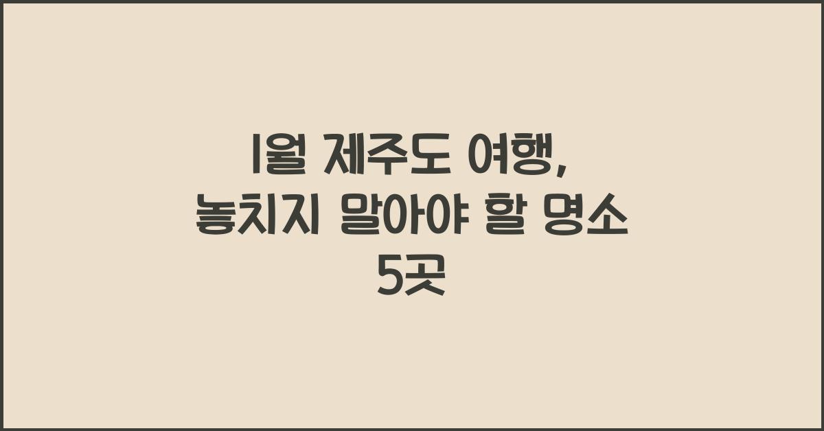 1월 제주도 여행