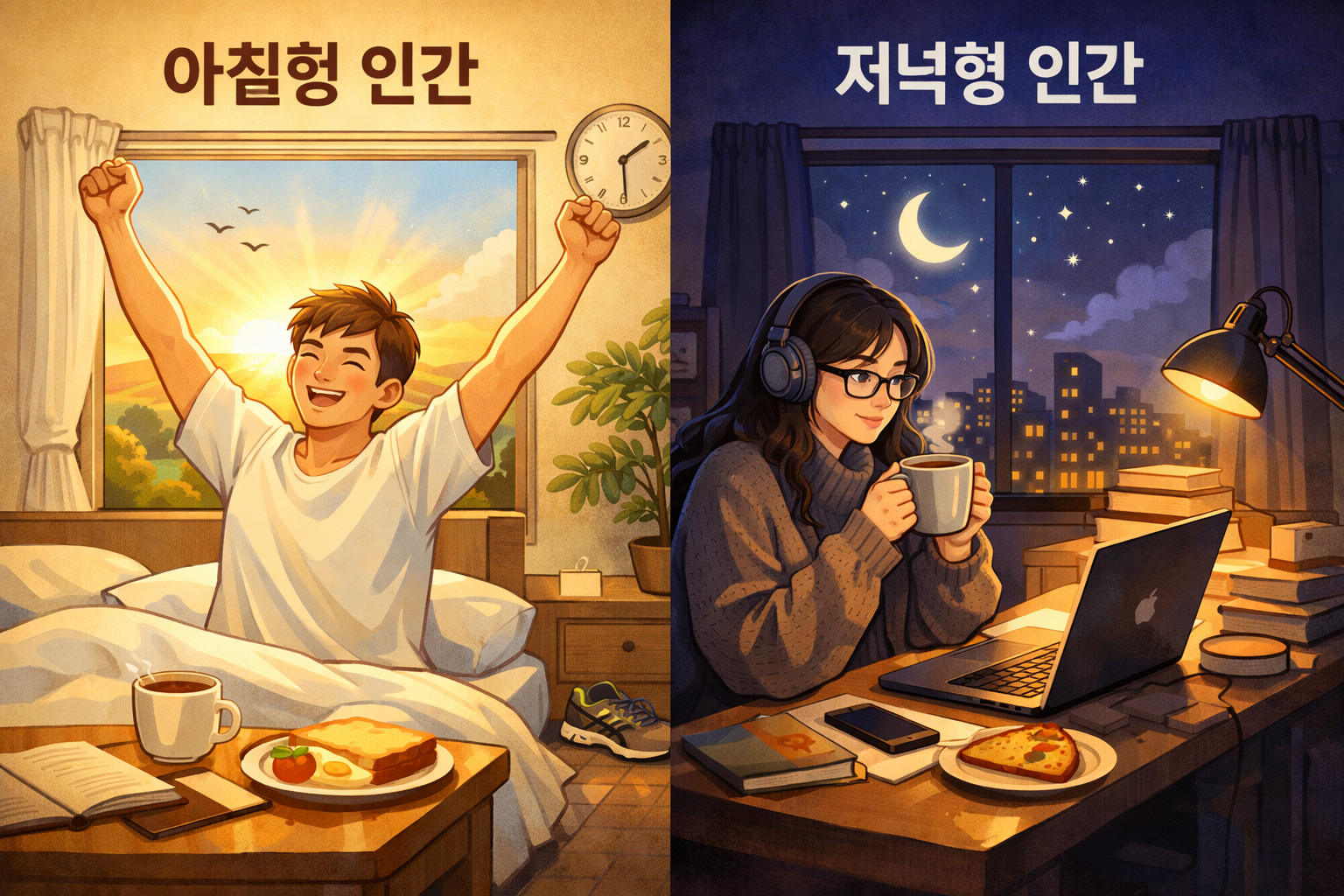 아침형 인간 vs 저녁형 인간