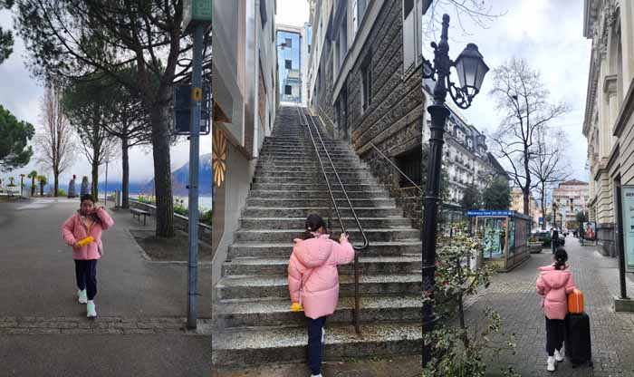 몽트뢰 레만호수 산책길을 따라 몽트뢰 역으로 가는 길 - 벨 에포크 기차를 타기 위해