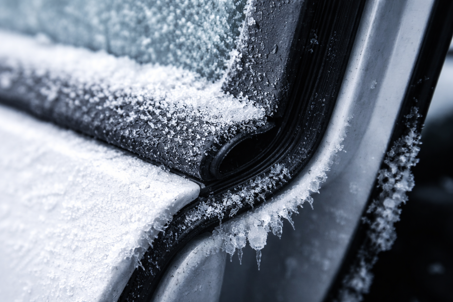 겨울철 얼어붙은 자동차 도어