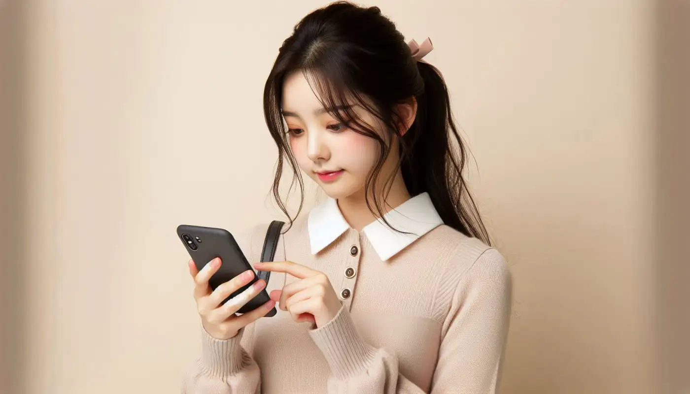 아이폰-airdrop-사용법을-알아보는-여성의-모습