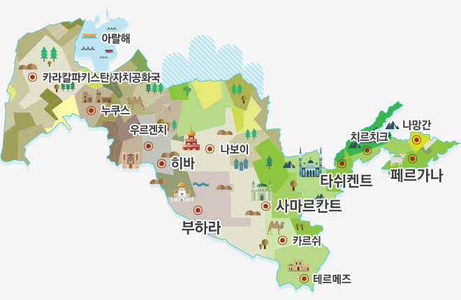 우즈베키스탄 지도