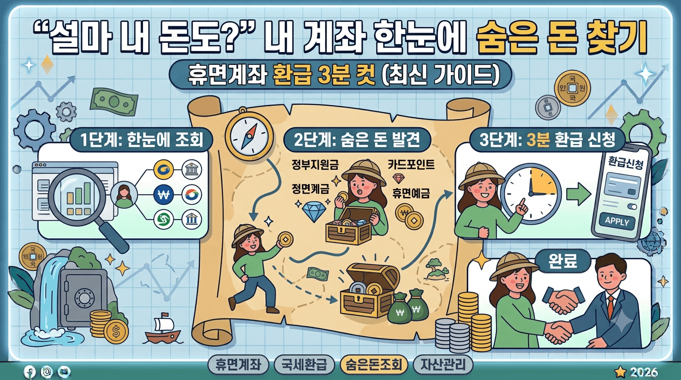 "설마 내 돈도?" 내 계좌 한눈에 숨은 돈 찾기 및 휴면계좌 환급 3분 컷