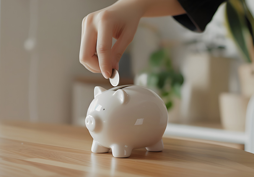 저금통에 동전을 넣는 모습